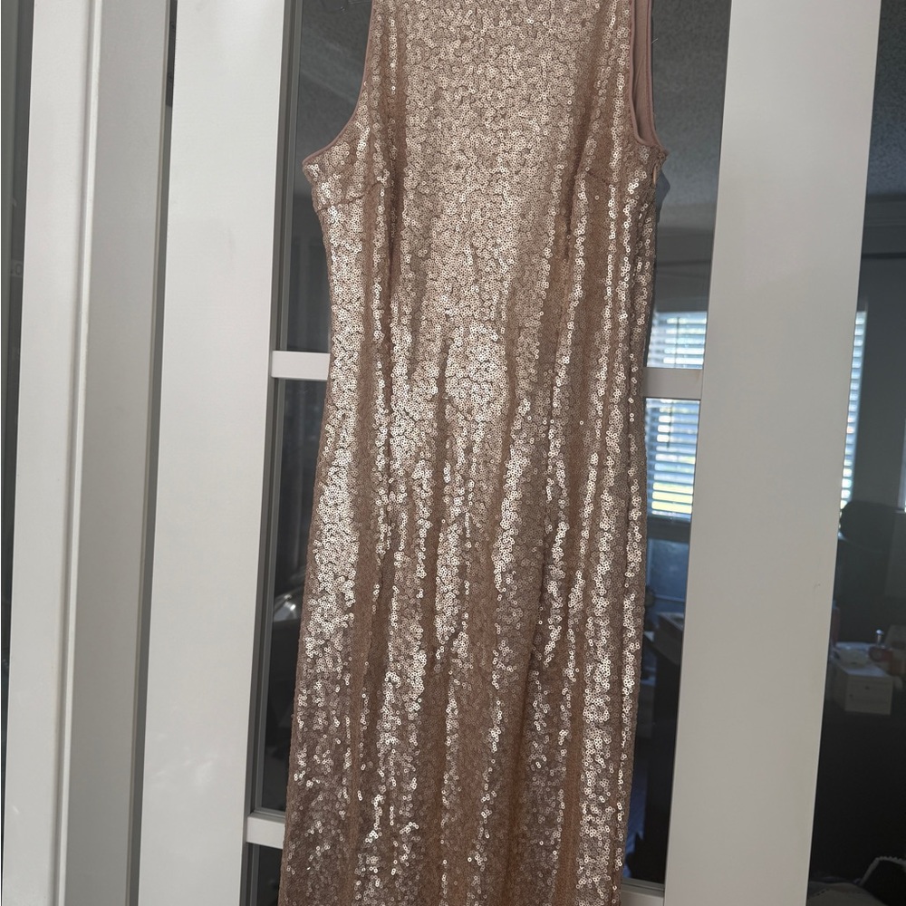 Lulus Slink and Wink Matte Rose Gold Sequin Maxi Dress- small - Picture 8 of 16